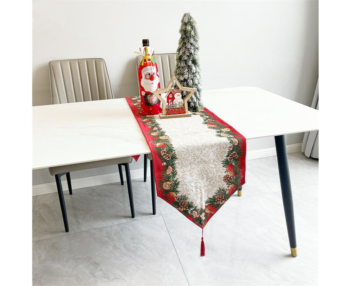 Xmas Table Runner Anti-shrink Tear Resistant Polyester Cotton-A