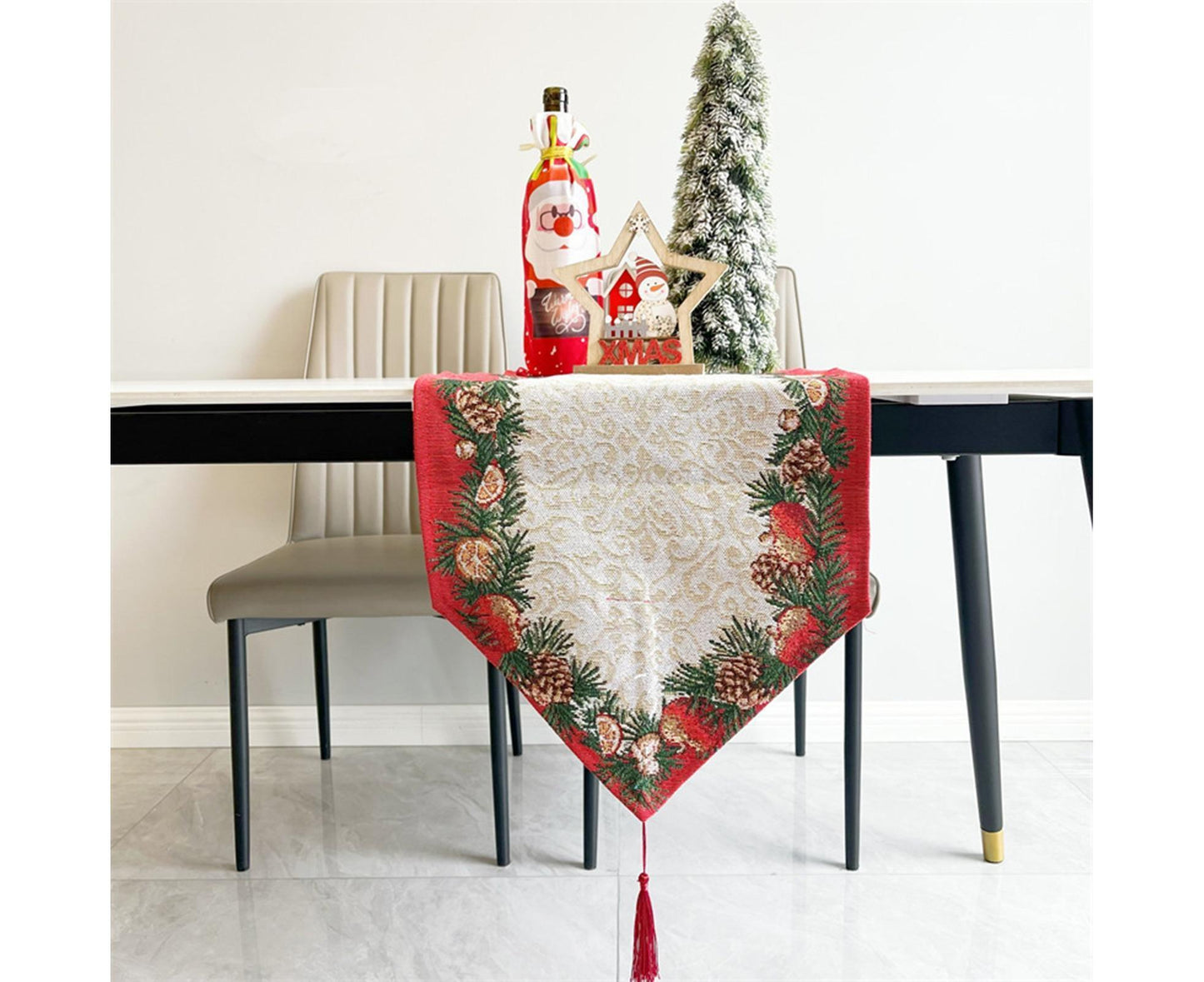 Xmas Table Runner Anti-shrink Tear Resistant Polyester Cotton-A