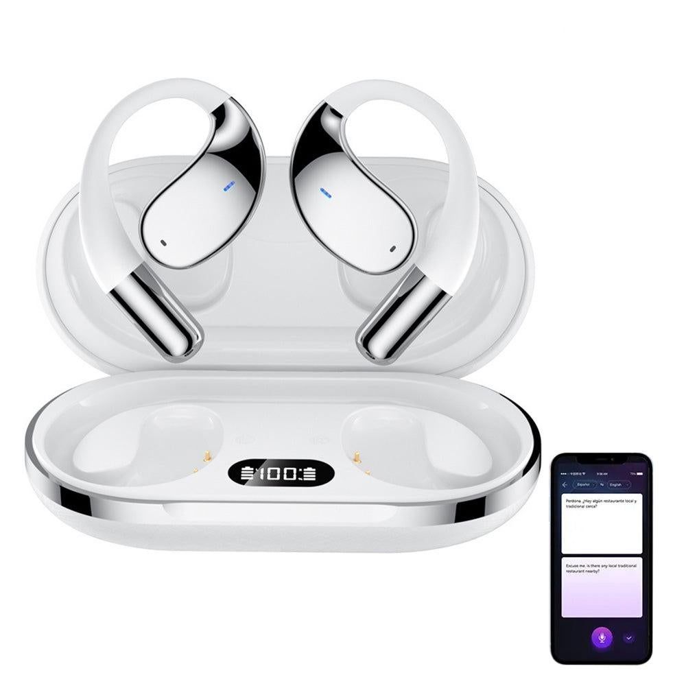 115-Language Wireless AI Translator Headphone Bluetooth Earbuds with Charging Case Black