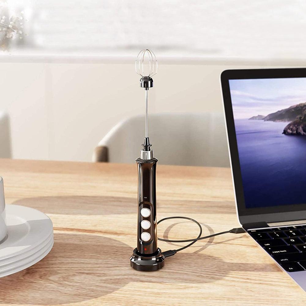 Handheld Electric Milk Frother - USB Rechargeable - Black