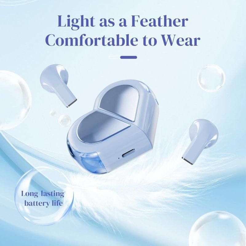 K520 deformable cute heart-shaped bluetooth headset tws compact stereo - blue