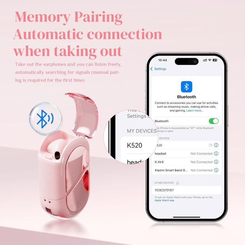 K520 deformable cute heart-shaped bluetooth headset tws compact stereo - pink