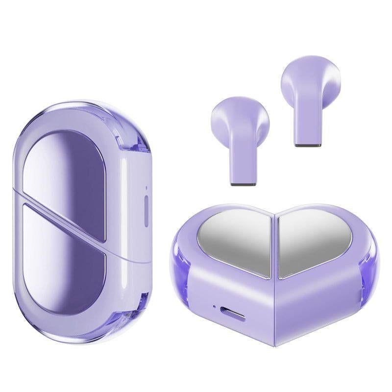 K520 deformable cute heart-shaped bluetooth headset tws compact stereo - pink