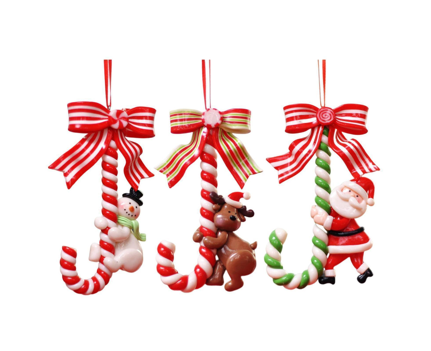 3Pcs Xmas Tree Pendant Candy Cane Crafts Soft Clay
