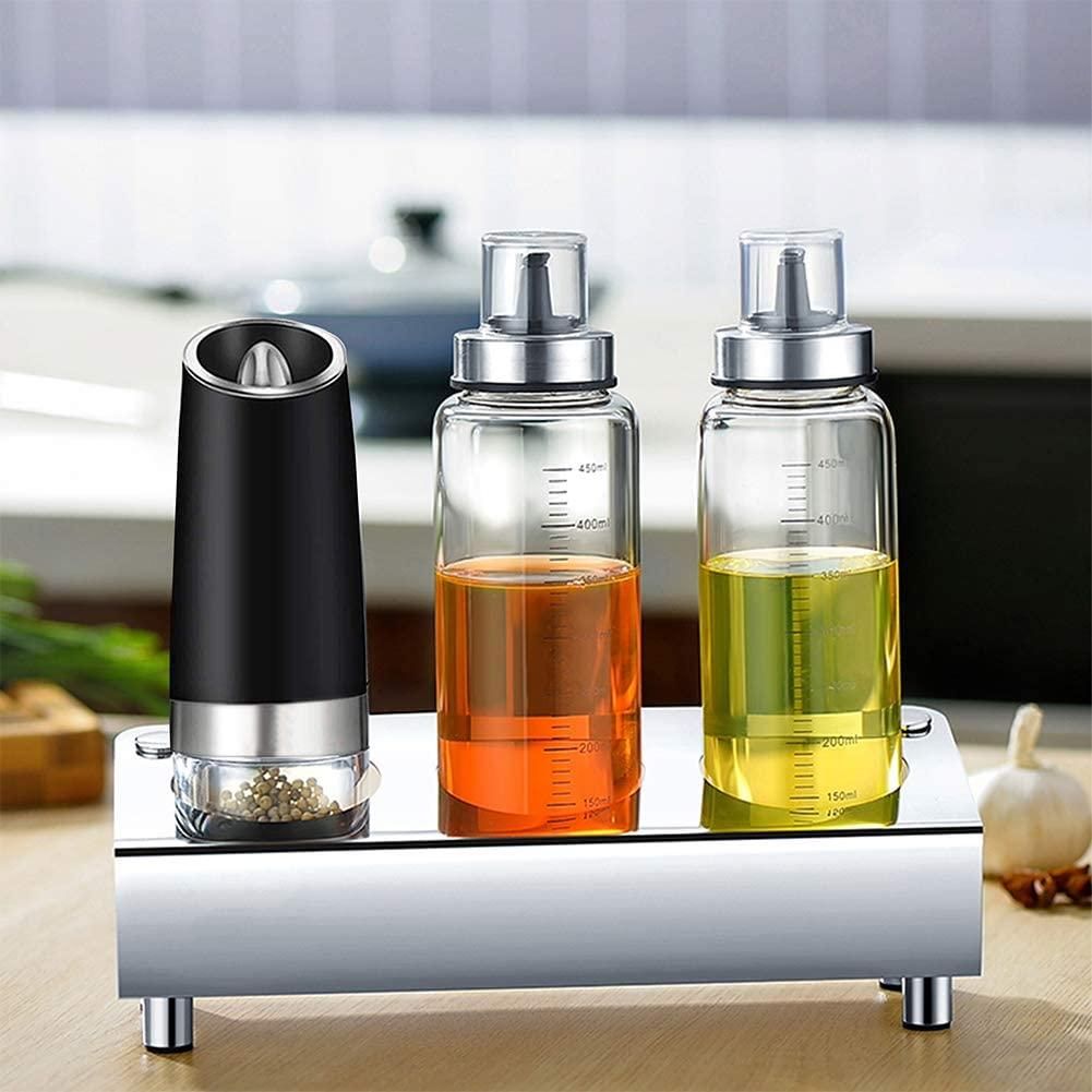2PACK Gravity Electric Pepper and Salt Grinder Set Stainless Steel Black
