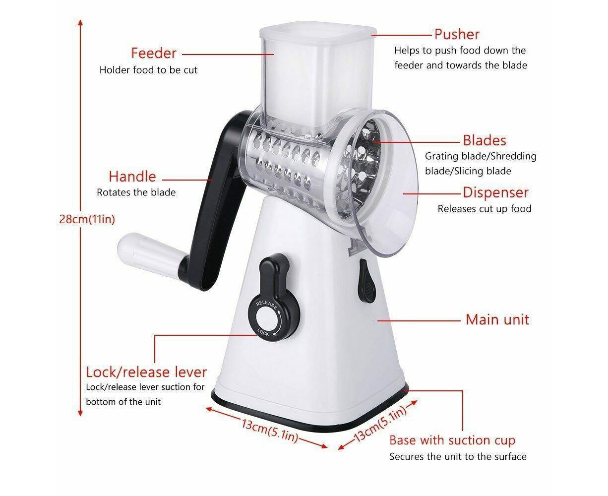 3-in-1 Vegetable Slicer Shredder Grater for Potato Onion Cucumber Carrot Chopper