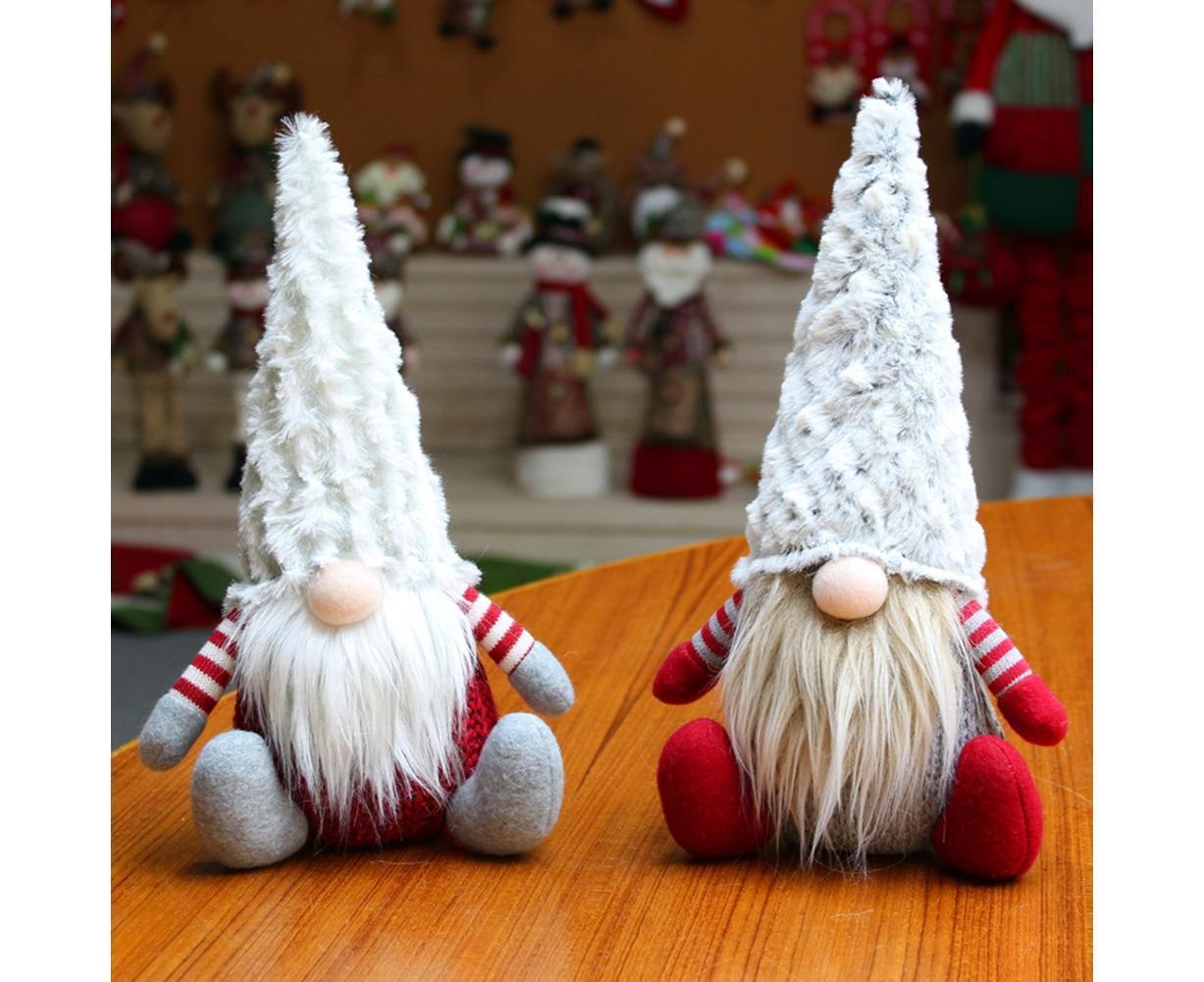 Nordic Handmade Plush Xmas Santa Gnome Doll Home Ornament Party Holiday Decor-Red