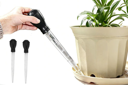 2Pcs Flower Pot Tray Water Remover Suction Drainer Tool Clear Scale Rubber Bulb
