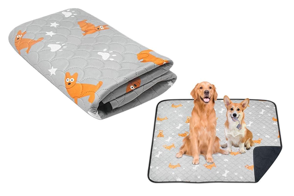 2Pcs Washable Pet Dog Training Pee Pad Reusable Absorbent Cushion Pet Pee Mat-Light Gray XL
