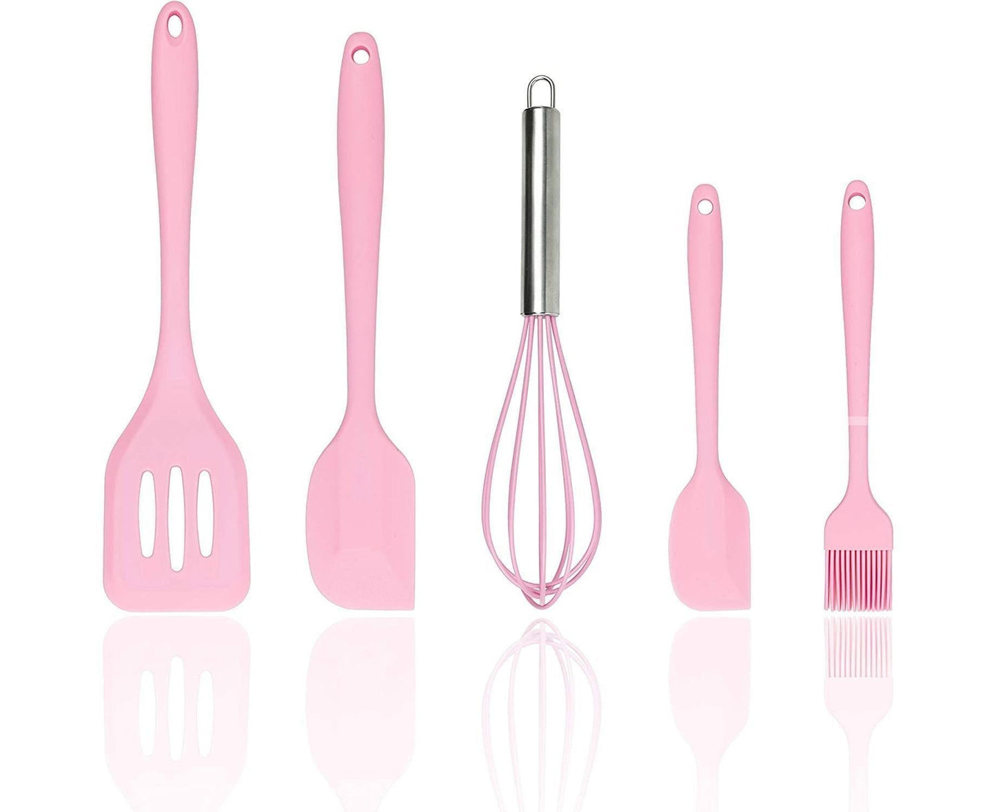 Silicone Baking Utensils Set - Heat-Resistant - Pink