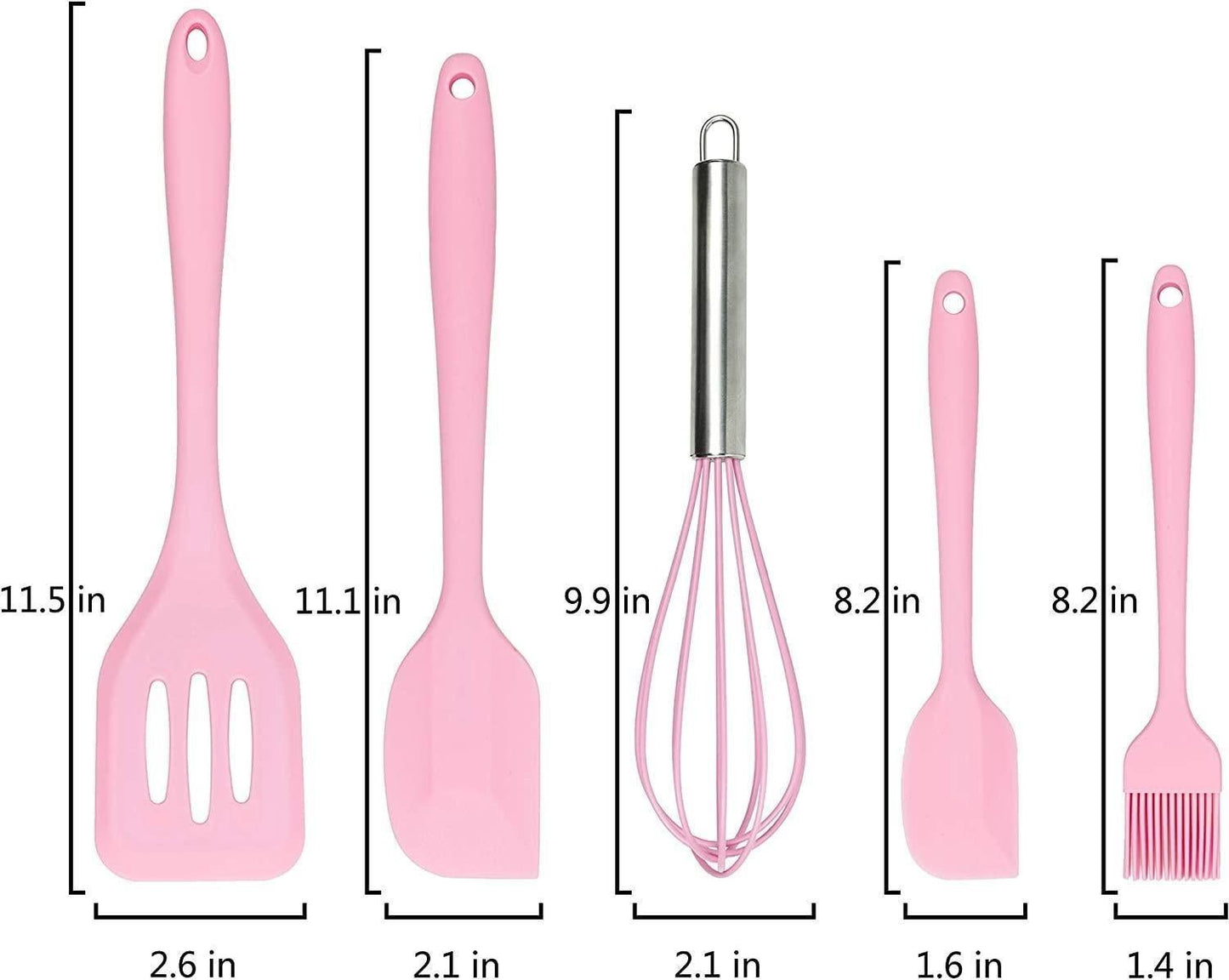 Silicone Baking Utensils Set - Heat-Resistant - Pink