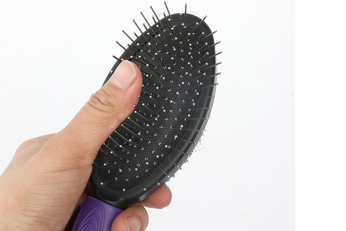 2 Pack Pet Grooming Brush Set Deshedding Double Sided Comb Massage Brush-Purple