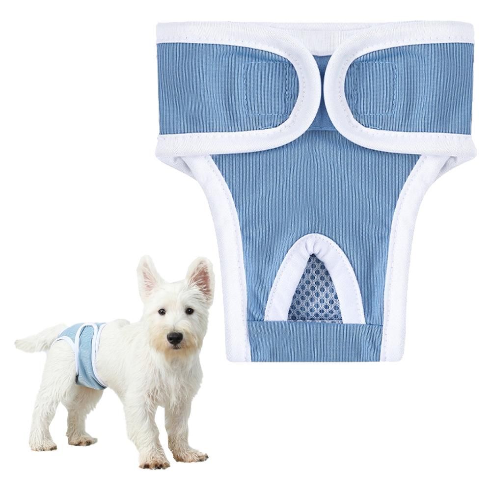 2pcs Dog Diapers Reusable Washable Nappy Wraps Panties for Pets Period Underpants-Blue L