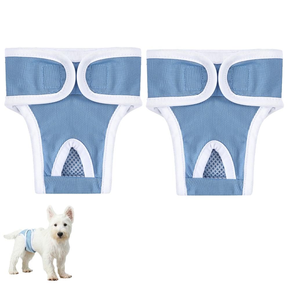 2pcs Dog Diapers Reusable Washable Nappy Wraps Panties for Pets Period Underpants-Blue 2XL