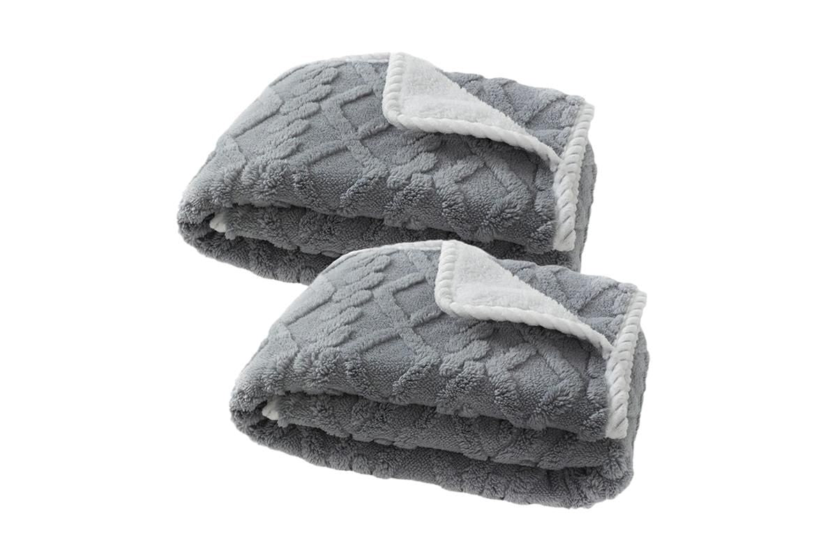 2pcs Pet Blanket for Couch Protection Water Resistance Cats Dogs Blanket for Furniture Protector-Grey M