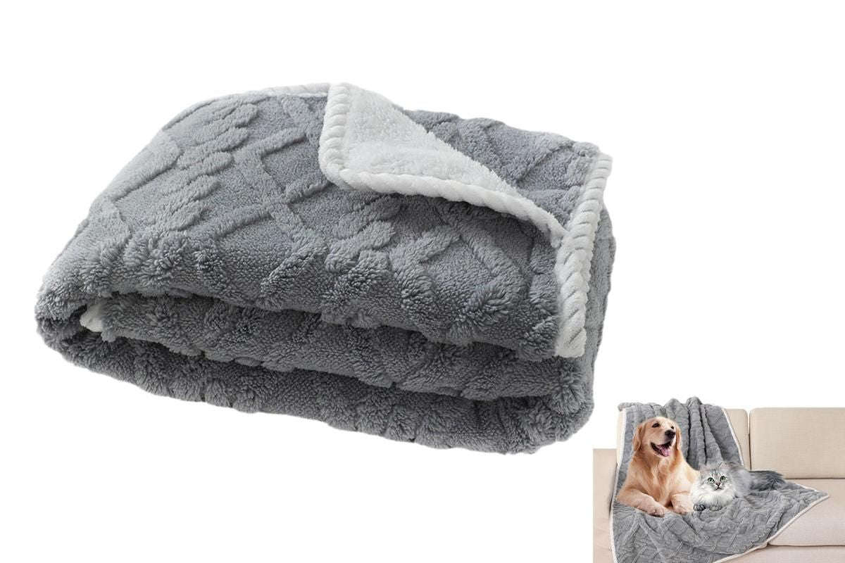 2pcs Pet Blanket for Couch Protection Water Resistance Cats Dogs Blanket for Furniture Protector-Grey L