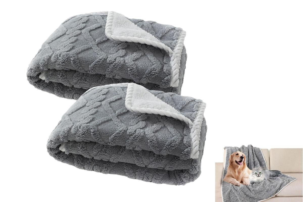 2pcs Pet Blanket for Couch Protection Water Resistance Cats Dogs Blanket for Furniture Protector-Khaki M