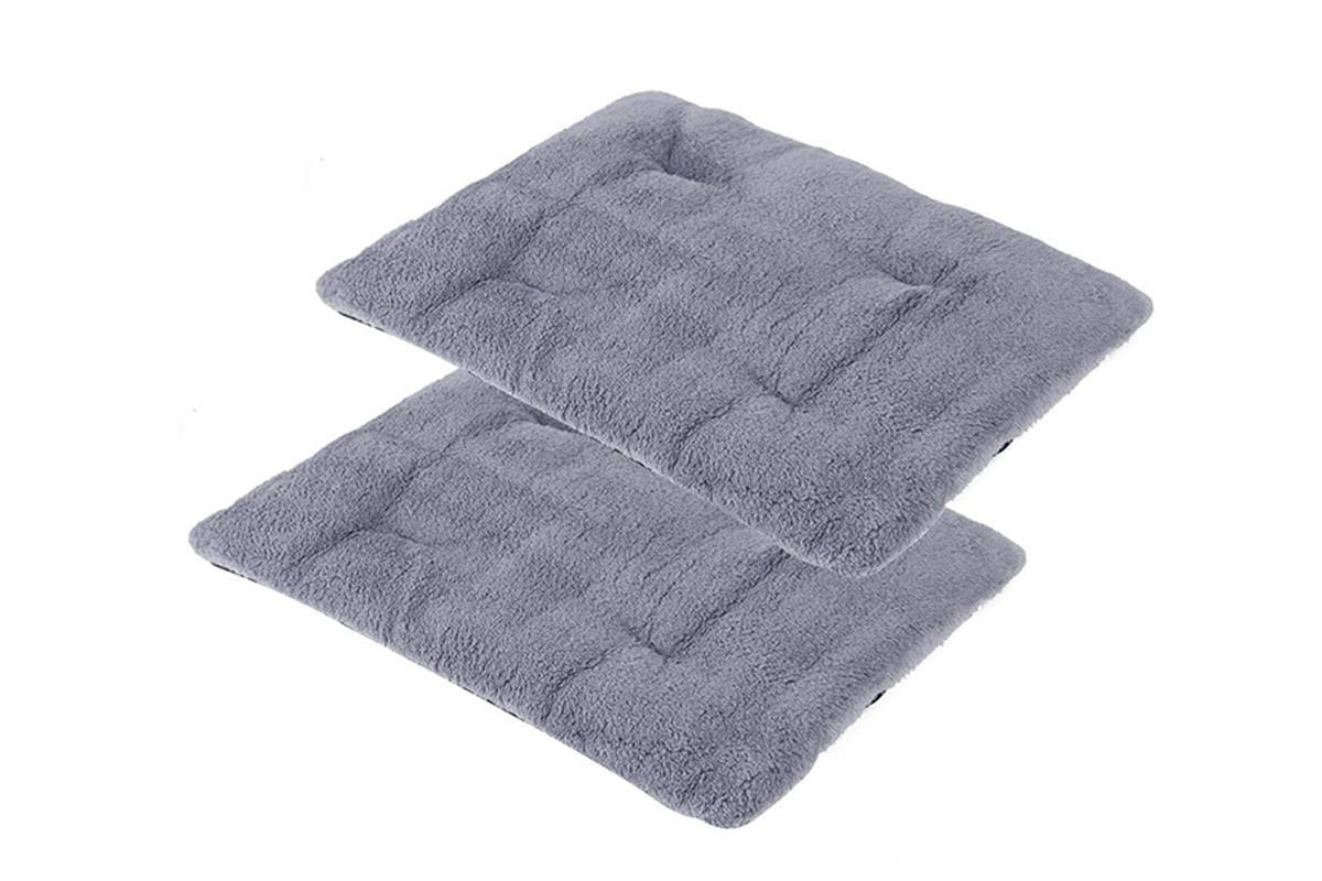 2Pcs Pet Blanket Self-Heating Bed Pad Cat Dog Self-Warming Cushion-Grey M
