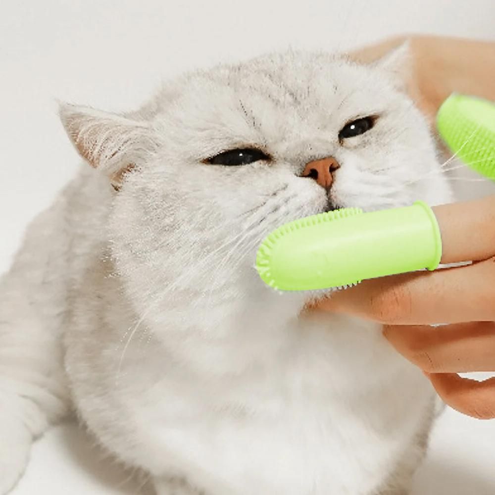 3Pcs Dog Toothbrush Double Finger Silicone Tooth Brushing Kit for Pet Dental Care