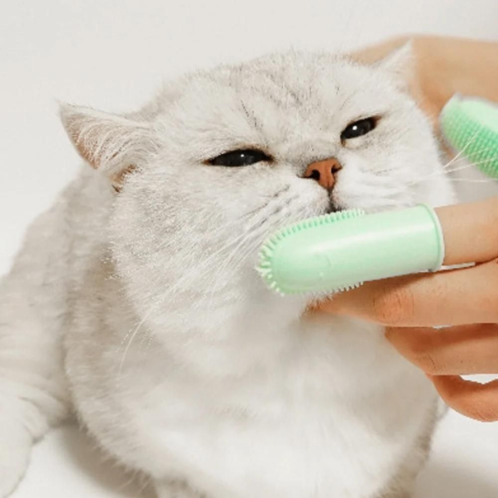 3Pcs Dog Toothbrush Double Finger Silicone Tooth Brushing Kit for Pet Dental Care