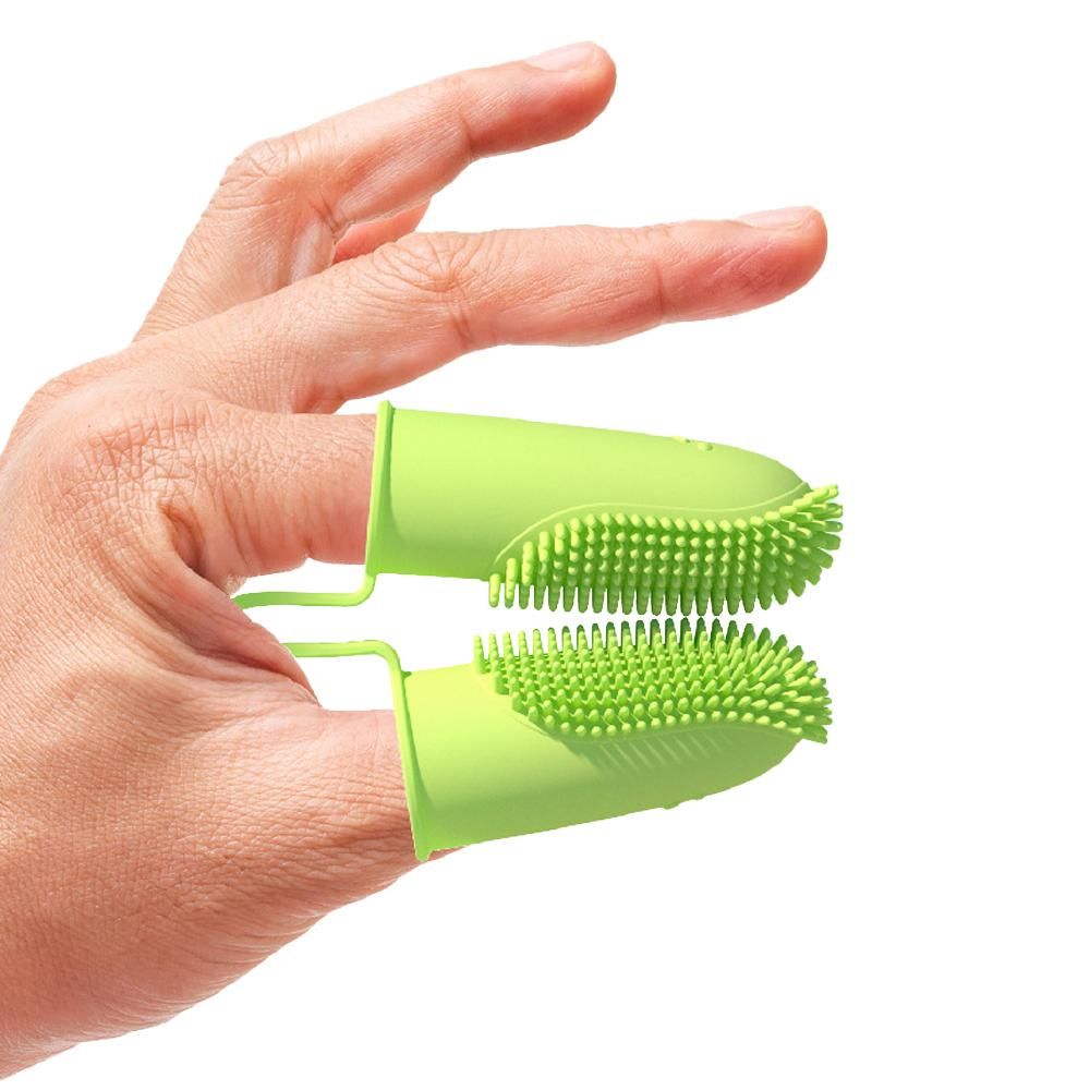 3Pcs Dog Toothbrush Double Finger Silicone Tooth Brushing Kit for Pet Dental Care