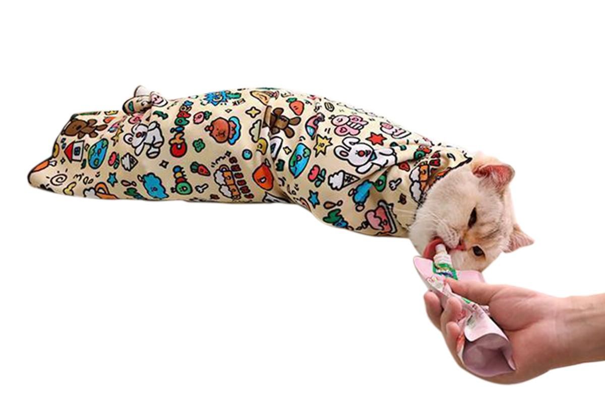Cat Grooming Wrap For Nail Clipping Scratch Escape Calming Multifunctional Pet Tool XL
