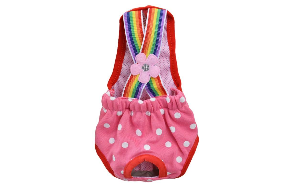 Cute Harness Female Dog Sanitary Pants Reusable Menstrual Diaper-Pink XL
