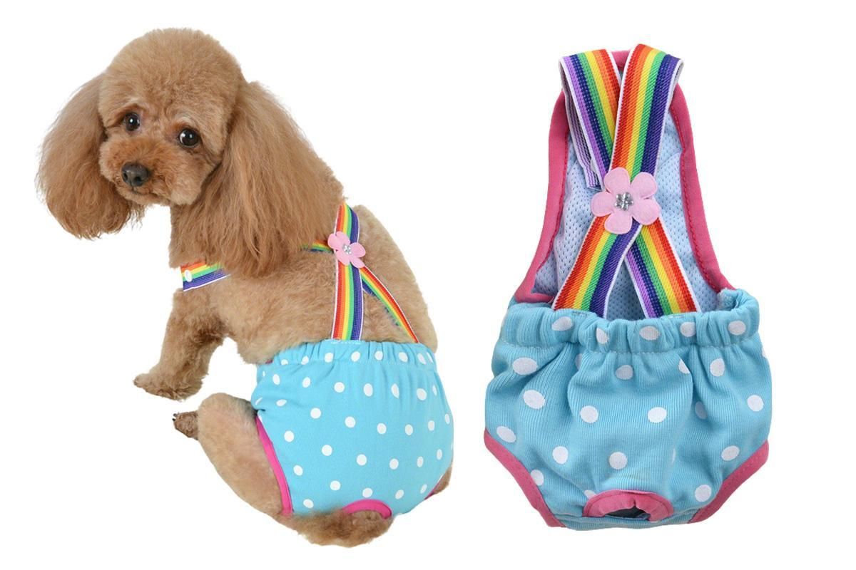 Cute Harness Female Dog Sanitary Pants Reusable Menstrual Diaper-Pink XL