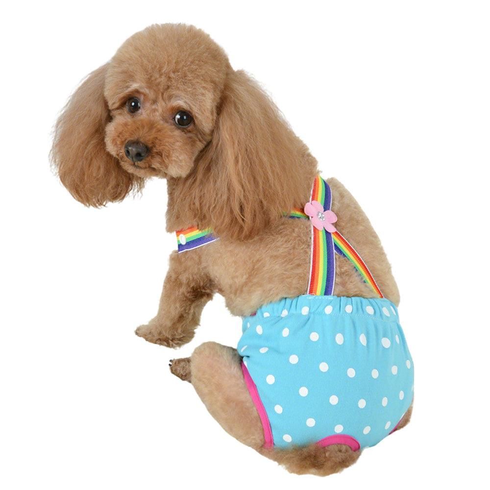Cute Harness Female Dog Sanitary Pants Reusable Menstrual Diaper-Pink XL