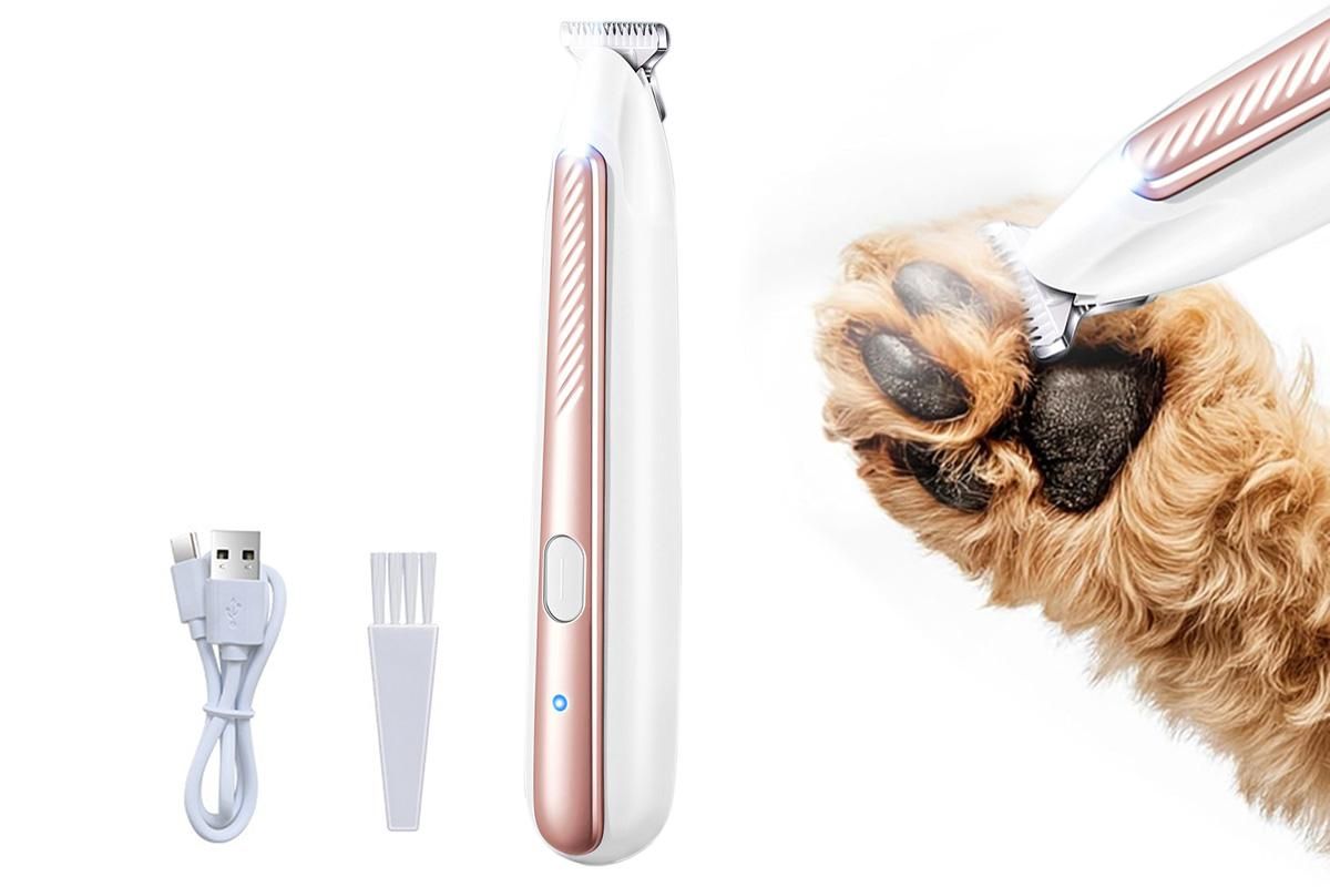 Dog Paw Trimmer with LED Light Low Noise Dog Grooming Clippers for Paws Eyes Ear
