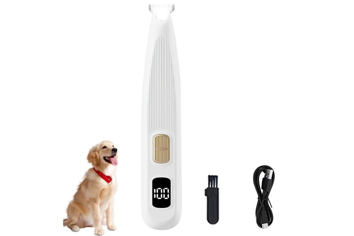 Electric Dog Paw Trimmer Digital Display Dual Speed Pet Groomer-White