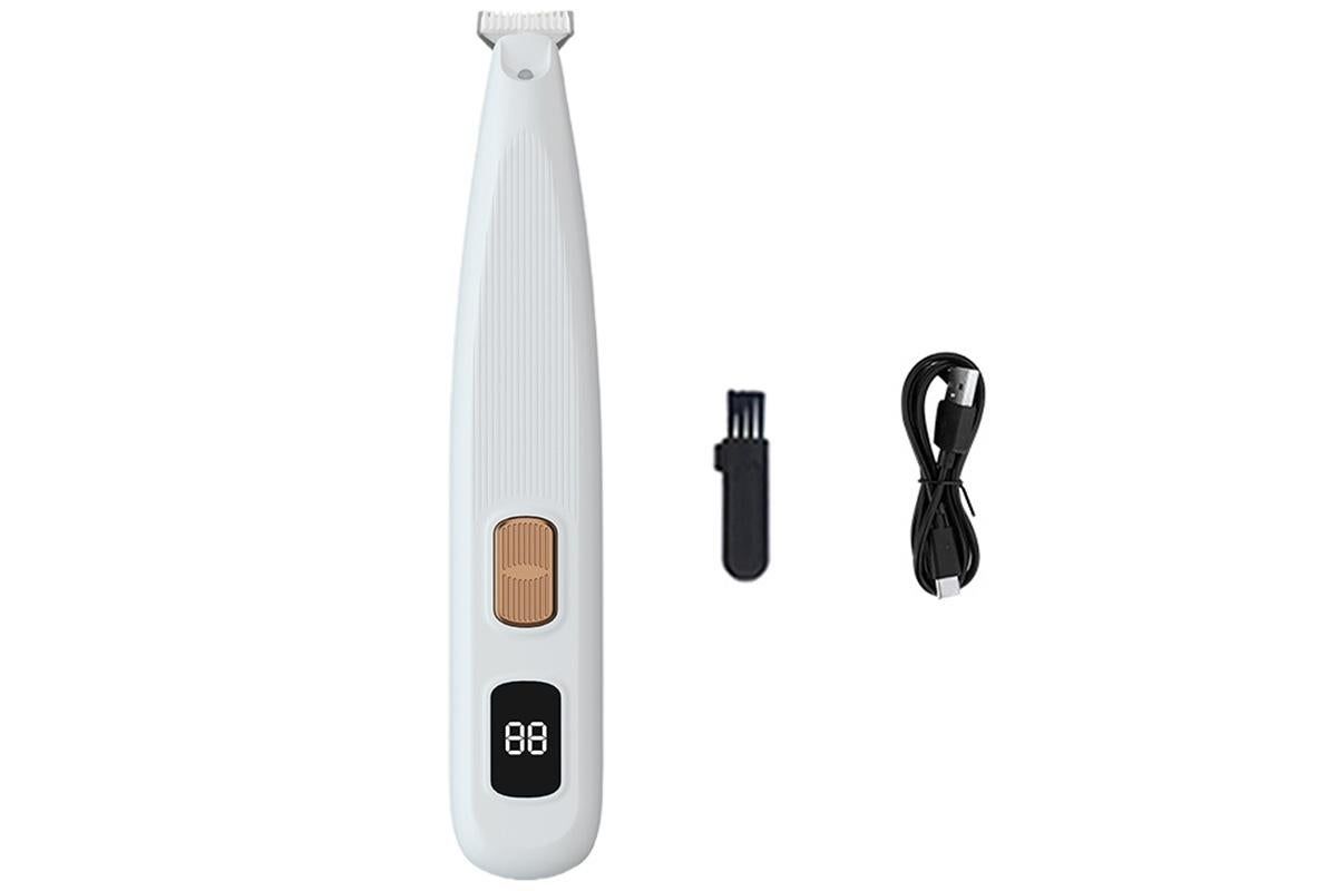 Electric Dog Paw Trimmer Digital Display Dual Speed Pet Groomer-White