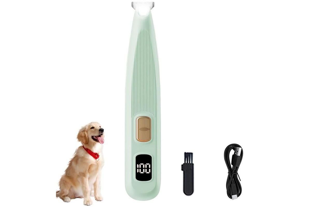 Electric Dog Paw Trimmer Digital Display Dual Speed Pet Groomer-Green
