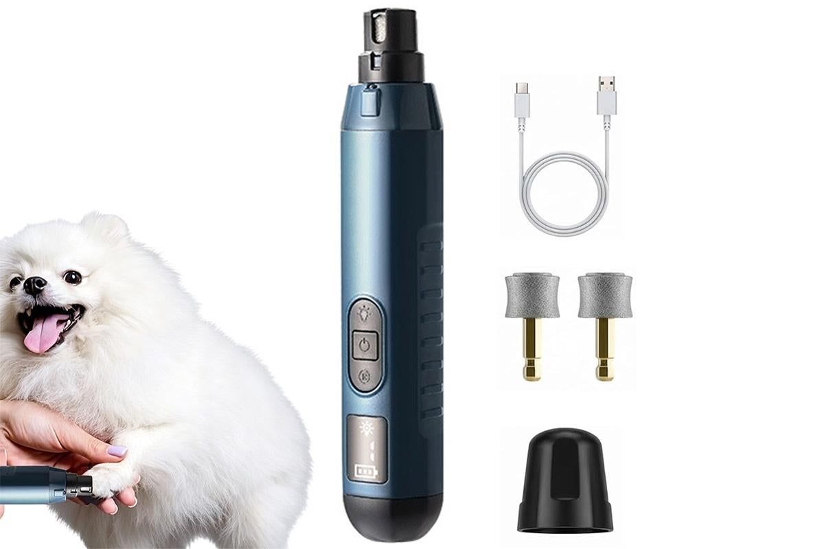 Electric Pet Nail Grinder for Dogs Cats with 5 Speeds LED Light Super Quiet-Blue