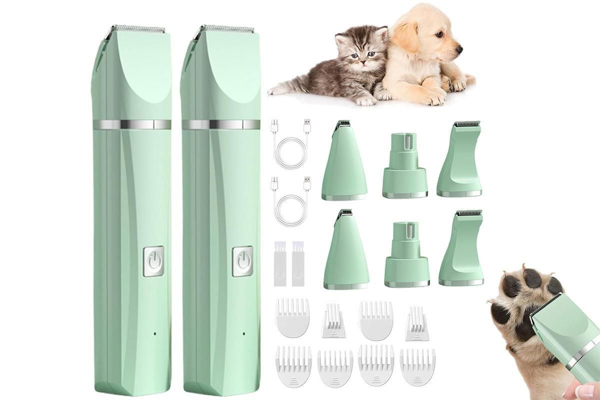 Professional Pet Cat Dog Clipper Grooming Kit Pet Hair Trimmer Electric Shaver-White