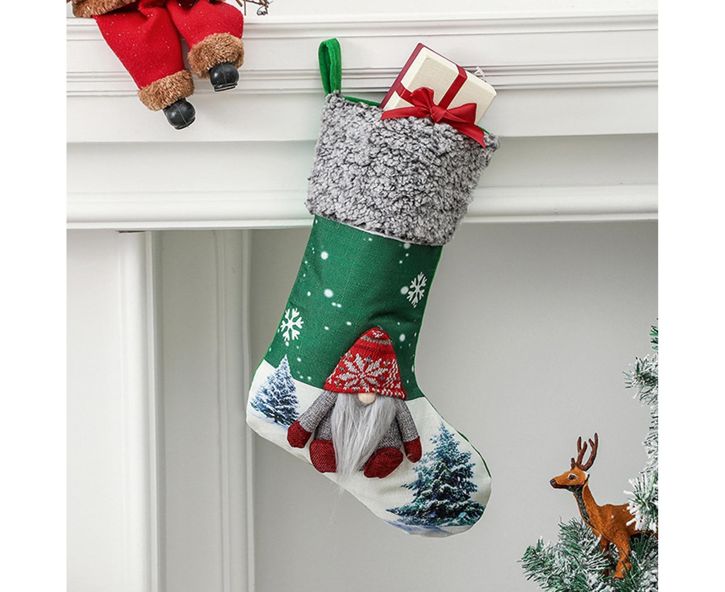 Non Woven Xmas Stocking No Face Dwarf-Green