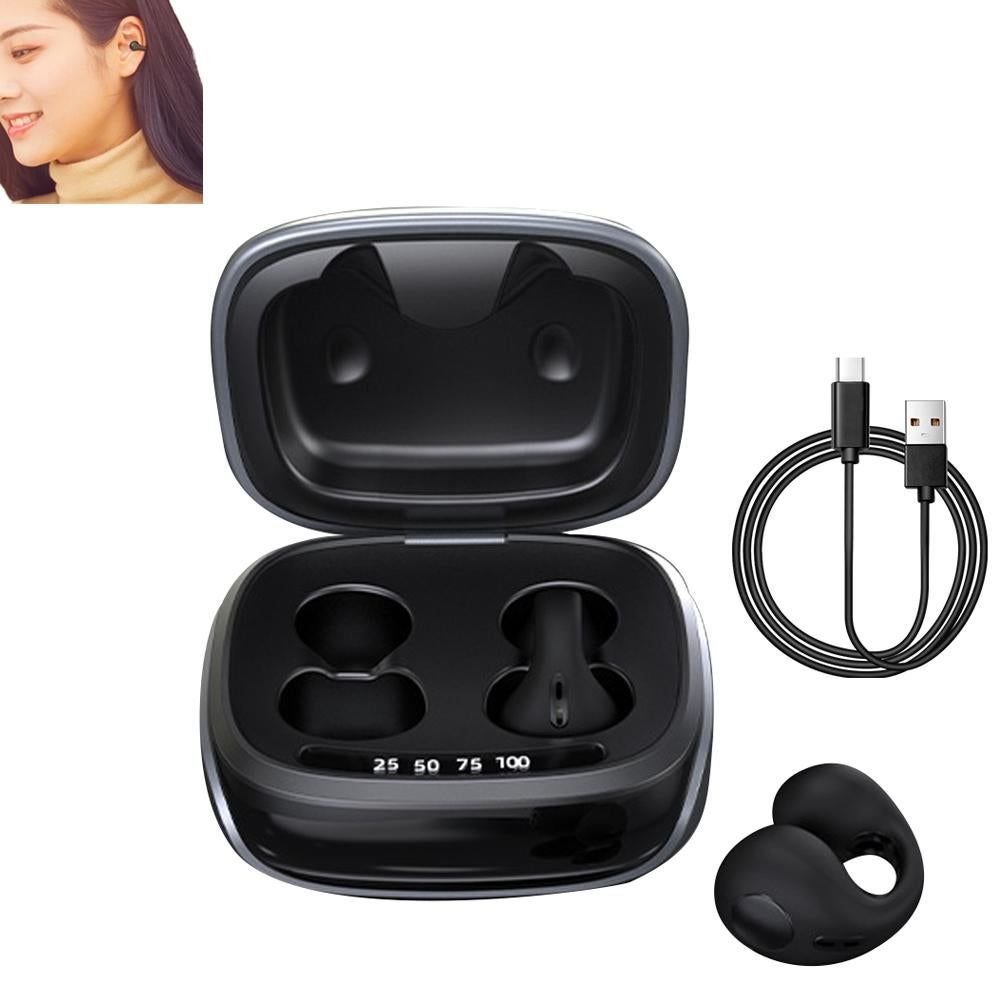 Bluetooth Ear Clip Wireless Headset Clip On Open Ear Earbuds for Sports-Black