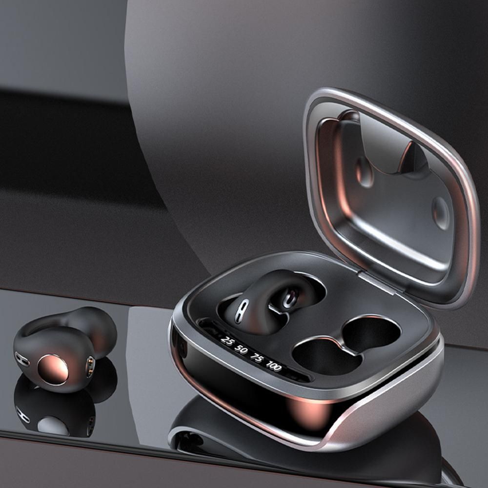 Bluetooth Ear Clip Wireless Headset Clip On Open Ear Earbuds for Sports-Black