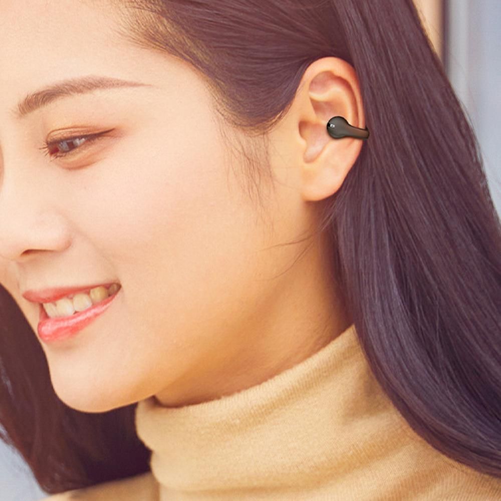 Bluetooth Ear Clip Wireless Headset Clip On Open Ear Earbuds for Sports-Black