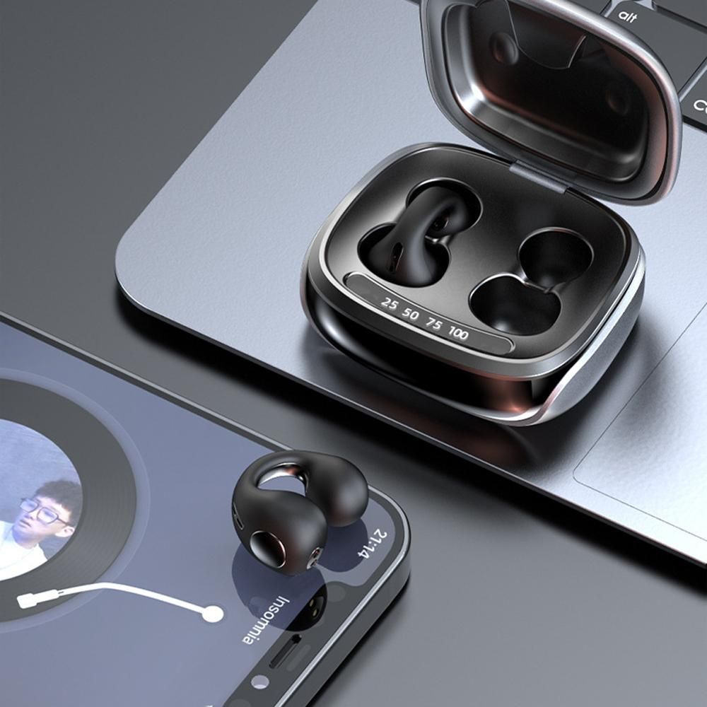 Bluetooth Ear Clip Wireless Headset Clip On Open Ear Earbuds for Sports-Black