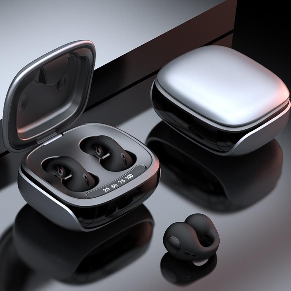 Bluetooth Ear Clip Wireless Headset Clip On Open Ear Earbuds for Sports-Black