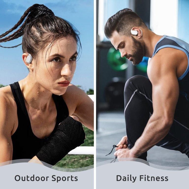 Bluetooth Earphones Wireless In-Ear Sports Stereo TWS Headphones Earhooks Ear-hanging Painless Wearing With Package -White