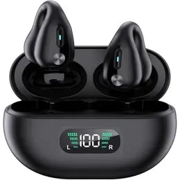 Bone Conduction Headphones Ear Clip On Bone Conduction Wireless Bluetooth 5.3 Earphones Sport Headphones -Black