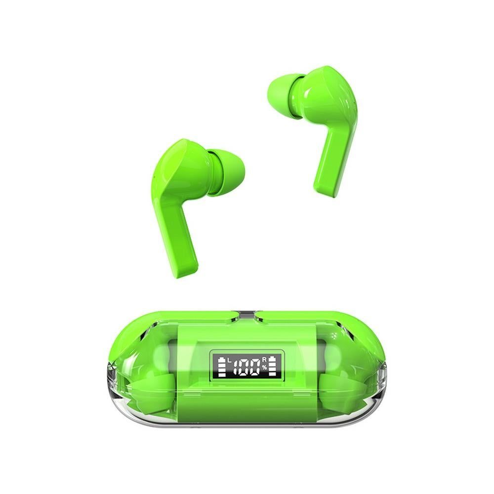 True Wireless Bluetooth Earphones In-ear Transparent Case LED Display Hearing Aid Mini Headphones Earbuds -Pink