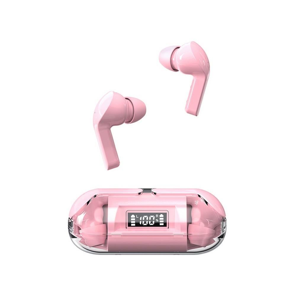 True Wireless Bluetooth Earphones In-ear Transparent Case LED Display Hearing Aid Mini Headphones Earbuds -Green