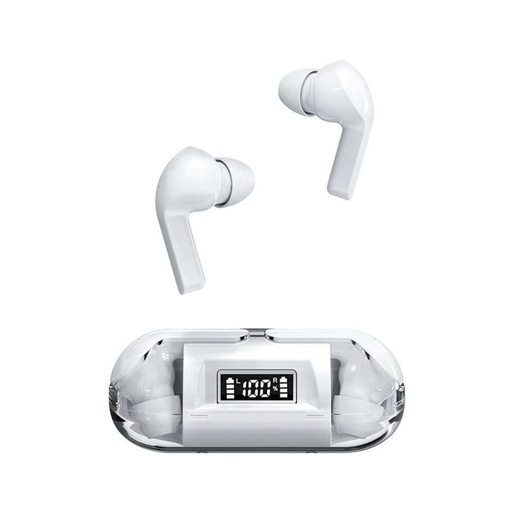 True Wireless Bluetooth Earphones In-ear Transparent Case LED Display Hearing Aid Mini Headphones Earbuds -Green