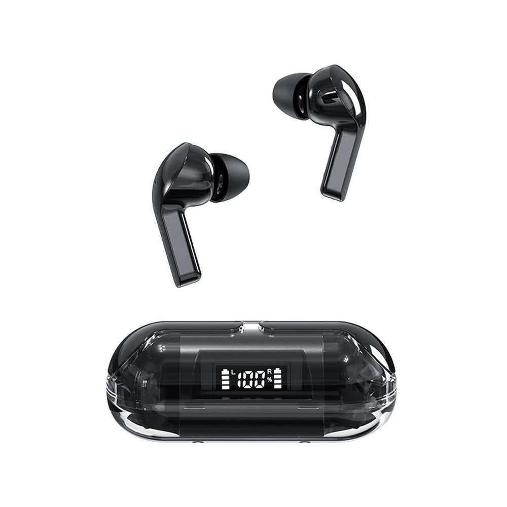 True Wireless Bluetooth Earphones In-ear Transparent Case LED Display Hearing Aid Mini Headphones Earbuds -Green