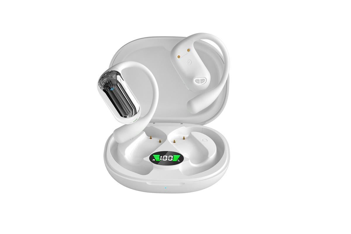 Wireless Earbud Bluetooth Compatible 5.4 Sports Earhook Earphone Earbuds-White