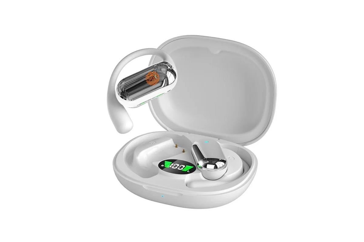 Wireless Earbud Bluetooth Compatible 5.4 Sports Earhook Earphone Earbuds-White