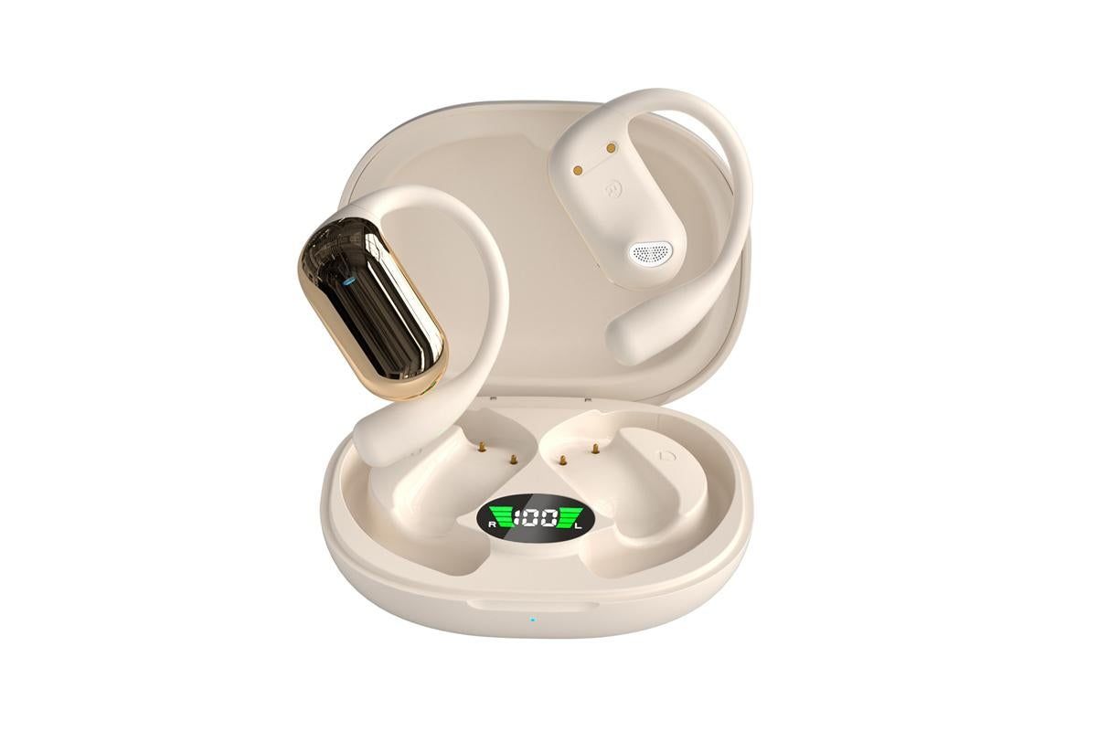 Wireless Earbud Bluetooth Compatible 5.4 Sports Earhook Earphone Earbuds-Khaki